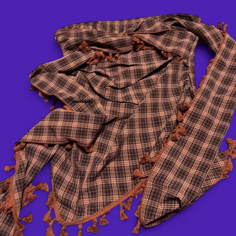 Brown gingham plaid asymmetrical tie tube top